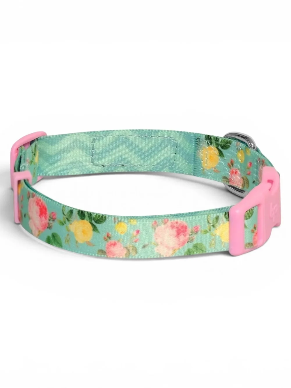 Blueberry Pet Floral Mint Adjustable Dog Collar Pink and Green Size L